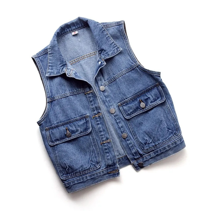 2023. aasta kevadsügis, uus teksavest naiste lühike, taskuga varrukateta jakkvest õhuke naiste vestiga ülerõivad