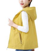 2023 Νέο Ανοιξιάτικο Καλοκαιρινό Μπουφάν Γυναικείο Λεπτό Κοντό Γιλέκο Γυναικεία Γιλέκα Γιλέκο Πανωφόρι Κορεάτικα χαλαρά μπλουζάκια με κουκούλα