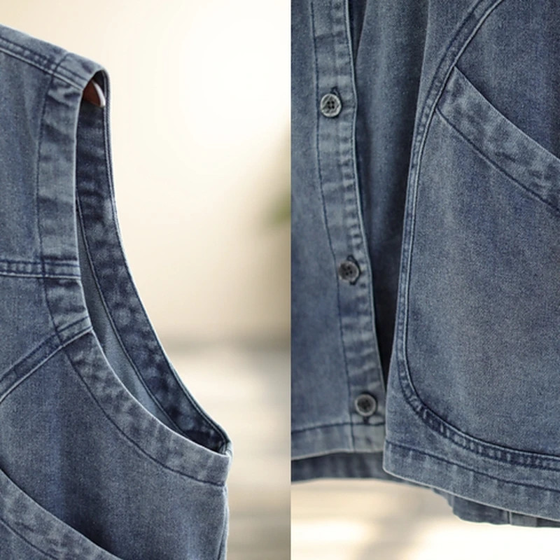 Prsluk Ženski jednoredni jednoredni modni šik ulična odjeća 2023. Proljeće Denim Labave ležerne traperice bez rukava Prsluci Ženska odjeća