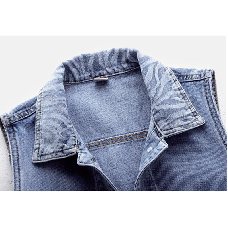 Naiste teksavest 2023. aasta kevad-sügistriibuline jakk, lühike teksavest, vabaaja topid, varrukateta ülerõivad