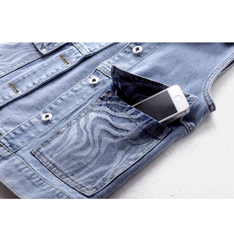 Naiste teksavest 2023. aasta kevad-sügistriibuline jakk, lühike teksavest, vabaaja topid, varrukateta ülerõivad