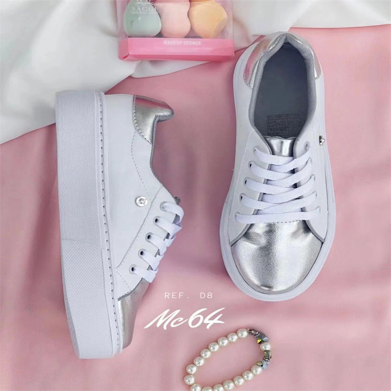 Λευκά πάνινα παπούτσια με χοντρή σόλα 2023 Νέα με κορδόνια αναπνεύσιμα πριτσίνια Δερμάτινα βουλκανισμένα παπούτσια Casual πάνινα παπούτσια για τρέξιμο τένις