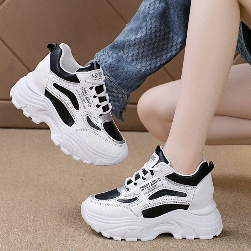 2023. aasta sügisene PU-nahast paksud tossud naistele, platvormiga, libisemiskindlad spordijalatsid, naiste paelad, paksu tallaga vabaajajalatsid