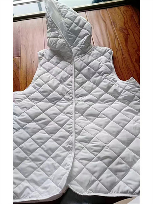 2023. aasta uus valge sule puuvillane vestiga jope naiste kapuutsiga, varrukateta polsterdatud vest välimine kulumine sügistalvised vestid, naiste vest-mantel