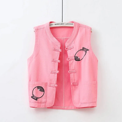 Stretch τζιν γιλέκο Γυναικείο κοντό 2023 Άνοιξη φθινόπωρο φθινοπωρινό λεπτό γιλέκο σακάκι Ροζ κόκκινο μπλε αμάνικο γυναικείο