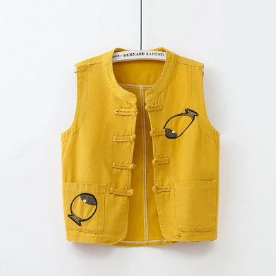 Stretch τζιν γιλέκο Γυναικείο κοντό 2023 Άνοιξη φθινόπωρο φθινοπωρινό λεπτό γιλέκο σακάκι Ροζ κόκκινο μπλε αμάνικο γυναικείο