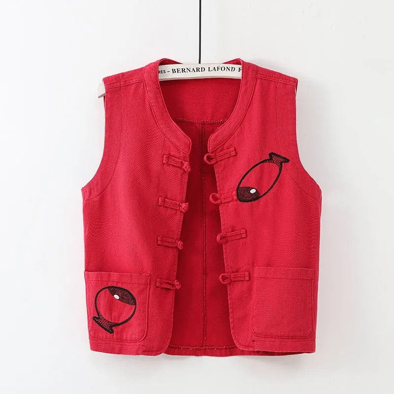 Stretch τζιν γιλέκο Γυναικείο κοντό 2023 Άνοιξη φθινόπωρο φθινοπωρινό λεπτό γιλέκο σακάκι Ροζ κόκκινο μπλε αμάνικο γυναικείο