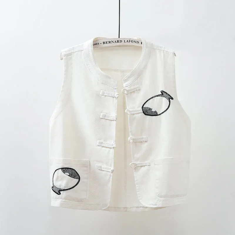 Stretch τζιν γιλέκο Γυναικείο κοντό 2023 Άνοιξη φθινόπωρο φθινοπωρινό λεπτό γιλέκο σακάκι Ροζ κόκκινο μπλε αμάνικο γυναικείο