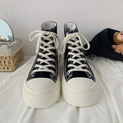 Lihtsad platvormiga tossud, mood 2022, sügisene ühevärvilised lõuendiga tossud, vintage, igapäevane, vabaajajalatsid, naiste jalatsid