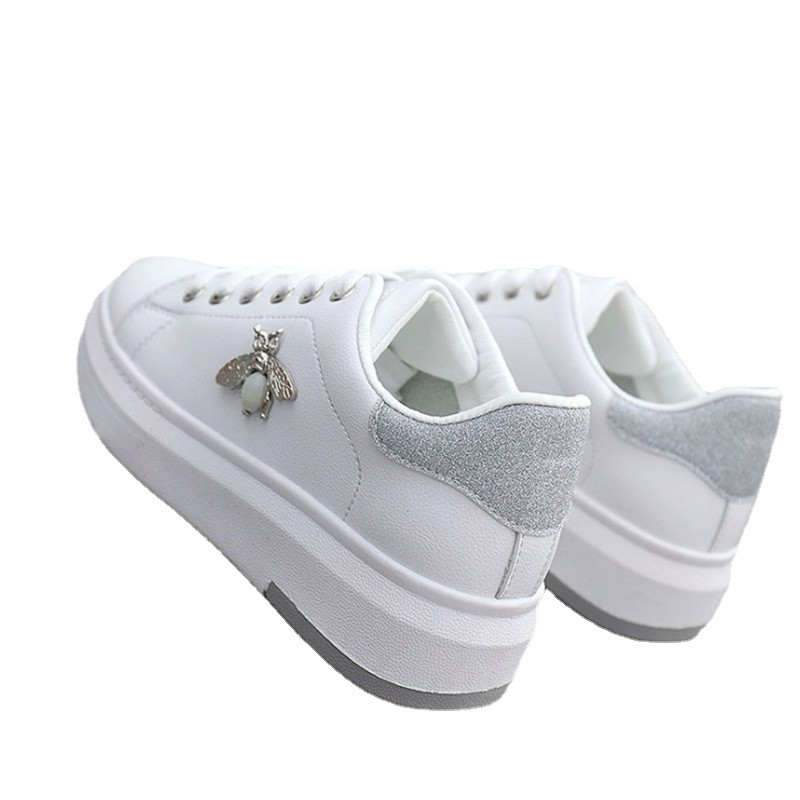 Γυναικεία casual παπούτσια Γυναικεία πάνινα παπούτσια Μόδα Breathable PU Leather Platform Λευκά γυναικεία παπούτσια Μαλακά υποδήματα Rhinestone 2024
