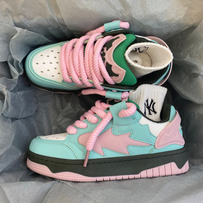 Γυναικεία Σχεδιαστής Spring Breathable Green Sneakers Patchwork Παπούτσια με χοντρό τακούνι Αθλητικά παπούτσια Casual Running Platform Y2K Baskets Παπούτσια