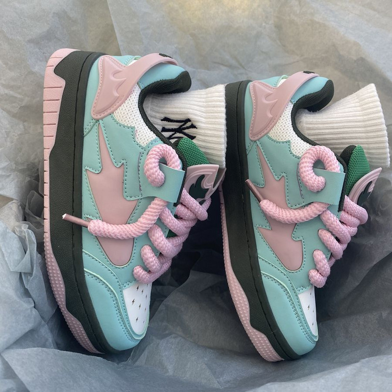 Γυναικεία Σχεδιαστής Spring Breathable Green Sneakers Patchwork Παπούτσια με χοντρό τακούνι Αθλητικά παπούτσια Casual Running Platform Y2K Baskets Παπούτσια