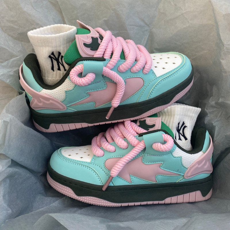 Γυναικεία Σχεδιαστής Spring Breathable Green Sneakers Patchwork Παπούτσια με χοντρό τακούνι Αθλητικά παπούτσια Casual Running Platform Y2K Baskets Παπούτσια