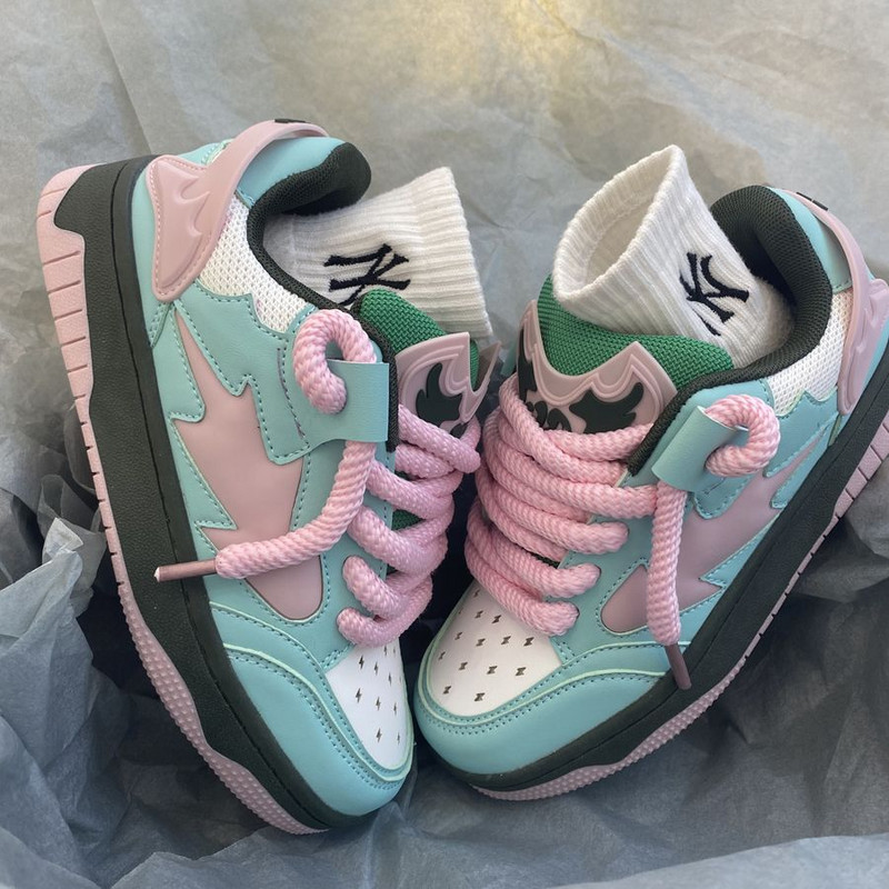 Γυναικεία Σχεδιαστής Spring Breathable Green Sneakers Patchwork Παπούτσια με χοντρό τακούνι Αθλητικά παπούτσια Casual Running Platform Y2K Baskets Παπούτσια