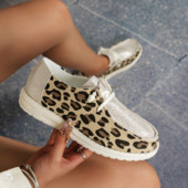 Naiste vabaaja lõuendist spordijalatsid 2023. aasta suvi, uus mood, pitsitud Leopardimustriga tossud Naiste seksikad tasapinnalised kingad Zapatos De Mujer