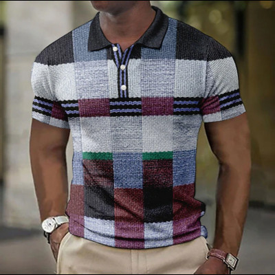 Vyriški polo marškinėliai V formos iškirpte, mygtukų viršūnės skudurai marginti marškinėliai Vasariniai laisvalaikio trumpomis rankovėmis palaidinė Vyriški drabužiai marškinėliai Kvėpuojantys polo marškinėliai