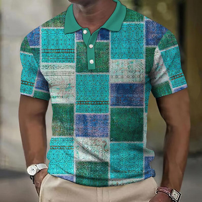 Vyriški polo marškinėliai V formos iškirpte, mygtukų viršūnės skudurai marginti marškinėliai Vasariniai laisvalaikio trumpomis rankovėmis palaidinė Vyriški drabužiai marškinėliai Kvėpuojantys polo marškinėliai