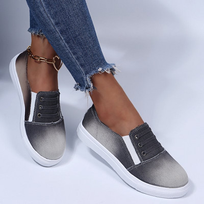 Naiste lõuendist kingad Slip on Loafers Vabaaja teksakingad Suvine tennis tüdrukutele Lamedad vulkaniseeritud kingad Hingavad naiste tossud