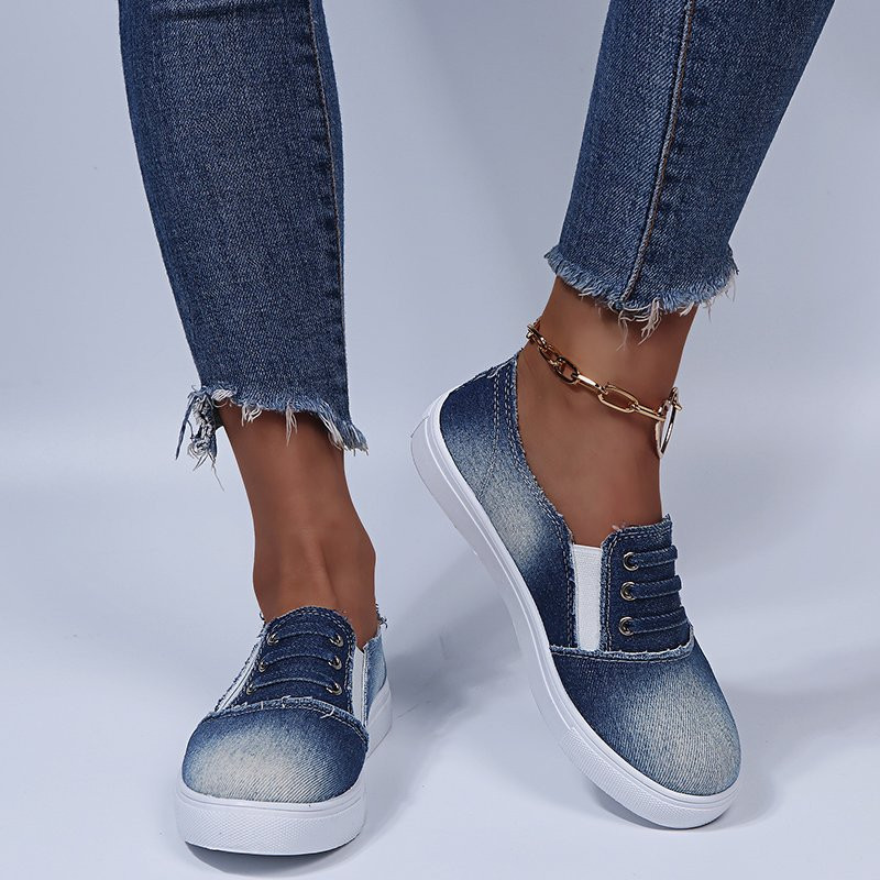 Naiste lõuendist kingad Slip on Loafers Vabaaja teksakingad Suvine tennis tüdrukutele Lamedad vulkaniseeritud kingad Hingavad naiste tossud