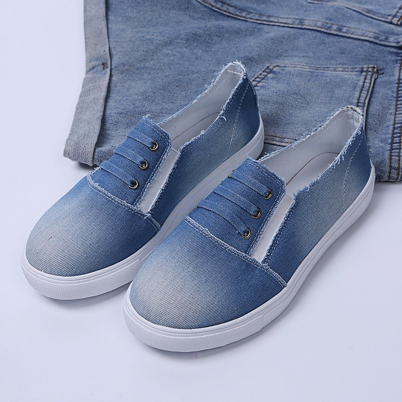 Naiste lõuendist kingad Slip on Loafers Vabaaja teksakingad Suvine tennis tüdrukutele Lamedad vulkaniseeritud kingad Hingavad naiste tossud