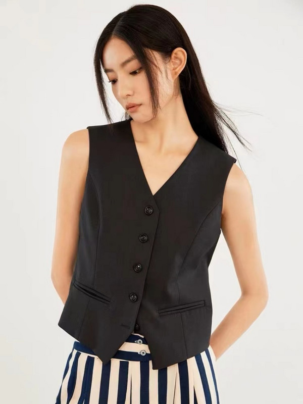 Εξωτερικό κοστούμι γιλέκο μπλούζα Γυναικεία ιδιοσυγκρασία Μόδα Casual Senior Αίσθηση απλότητας Ευέλικτο με λαιμόκοψη V με μονό στήθος μασίφ