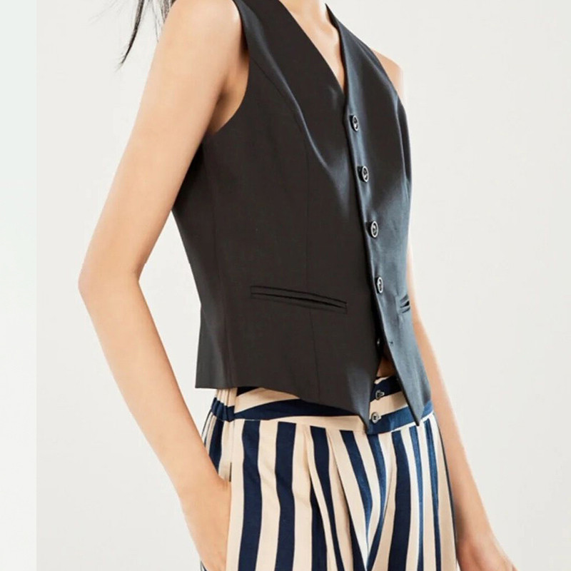 Εξωτερικό κοστούμι γιλέκο μπλούζα Γυναικεία ιδιοσυγκρασία Μόδα Casual Senior Αίσθηση απλότητας Ευέλικτο με λαιμόκοψη V με μονό στήθος μασίφ