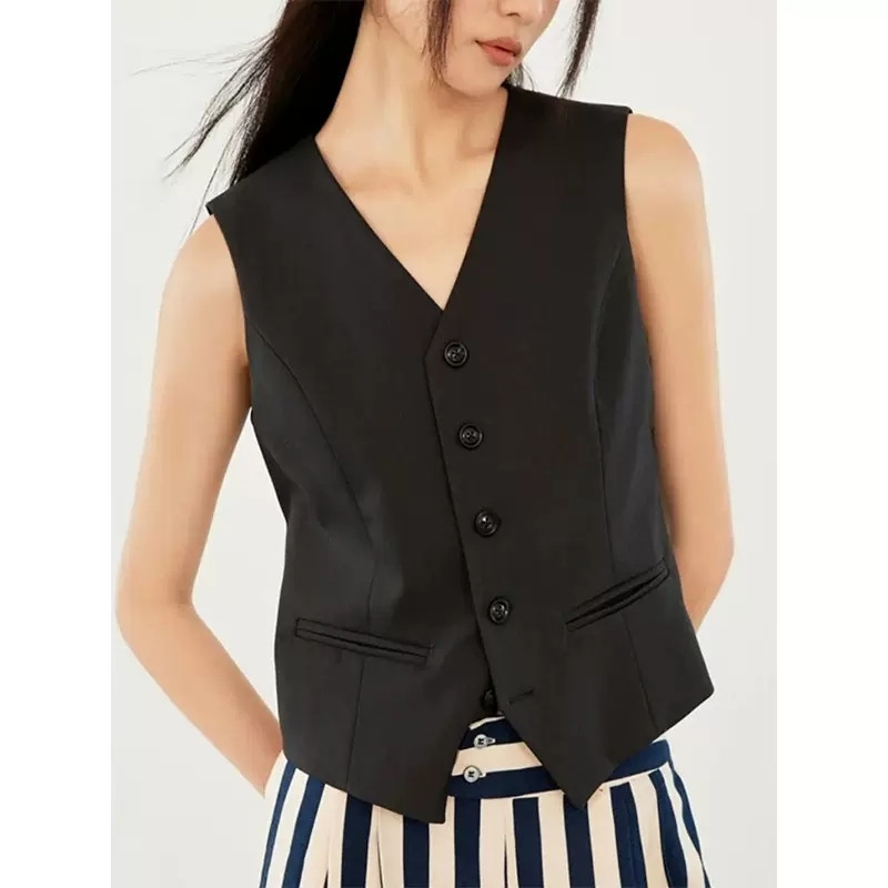 Εξωτερικό κοστούμι γιλέκο μπλούζα Γυναικεία ιδιοσυγκρασία Μόδα Casual Senior Αίσθηση απλότητας Ευέλικτο με λαιμόκοψη V με μονό στήθος μασίφ