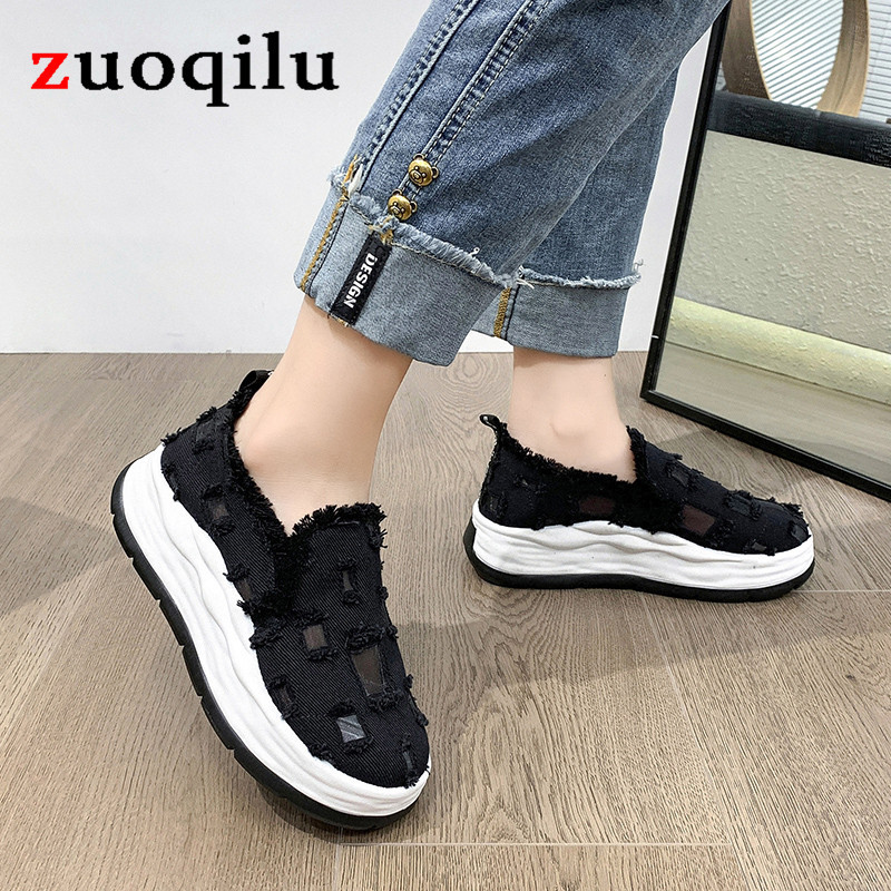 Valged mustad paksud tossud naiste paksu põhjaga naiste tossud vabaajajalatsid vulkaniseeritud lõuendist kingad naistele