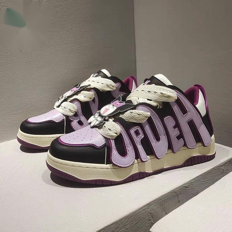 Sanrio Kuromi Luksusjalatsid Naiste Mood Lillad Vabaaja tossud Y2k Naiste pitsilised ümara varba platvormiga spordijalatsid Trendikas 2023