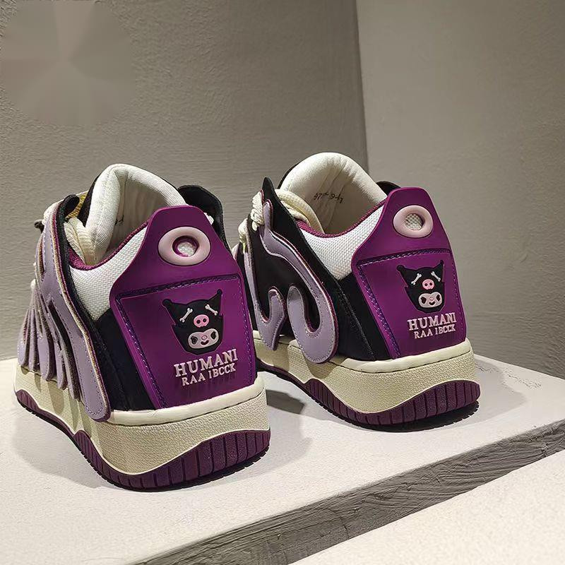 Sanrio Kuromi Luksusjalatsid Naiste Mood Lillad Vabaaja tossud Y2k Naiste pitsilised ümara varba platvormiga spordijalatsid Trendikas 2023