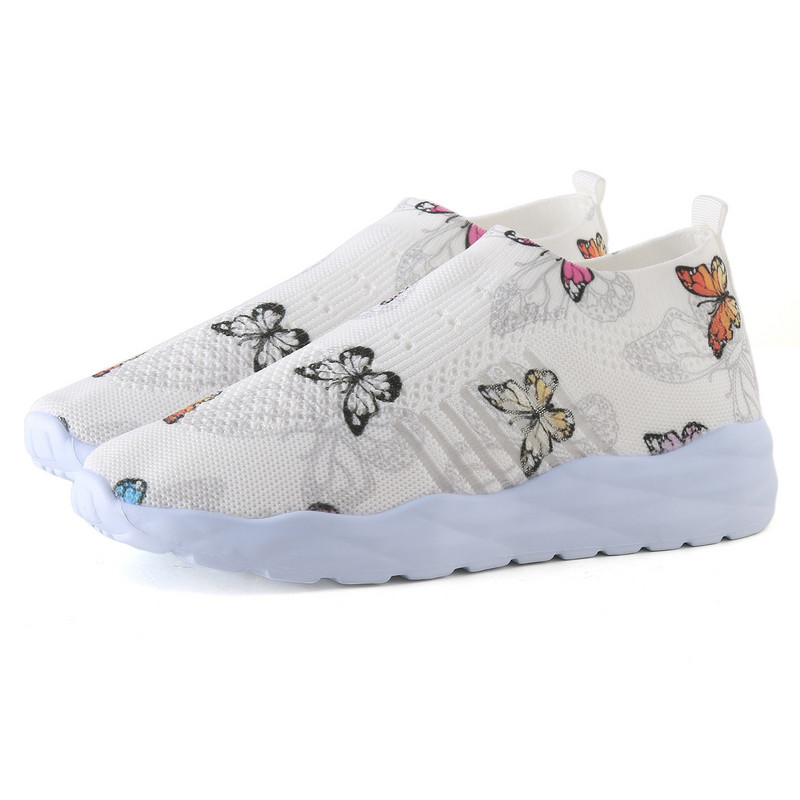 Γυναικεία παπούτσια Cartoon Butterfly Print Ελαστικά γυναικεία πάνινα παπούτσια slip σε ελαφριά casual παπούτσια Καλοκαιρινή αναπνεύσιμη παχιά σόλα