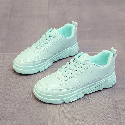 2023. aasta uued naiste tossud, ühevärvilised vabaajajalatsid Moodsad tossud platvormiga, kollased paeltega, vabaaja mugavad paksud kingad