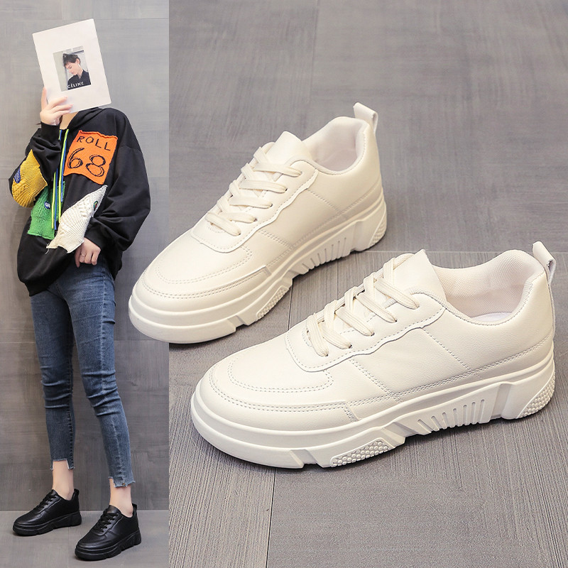 2023. aasta uued naiste tossud, ühevärvilised vabaajajalatsid Moodsad tossud platvormiga, kollased paeltega, vabaaja mugavad paksud kingad