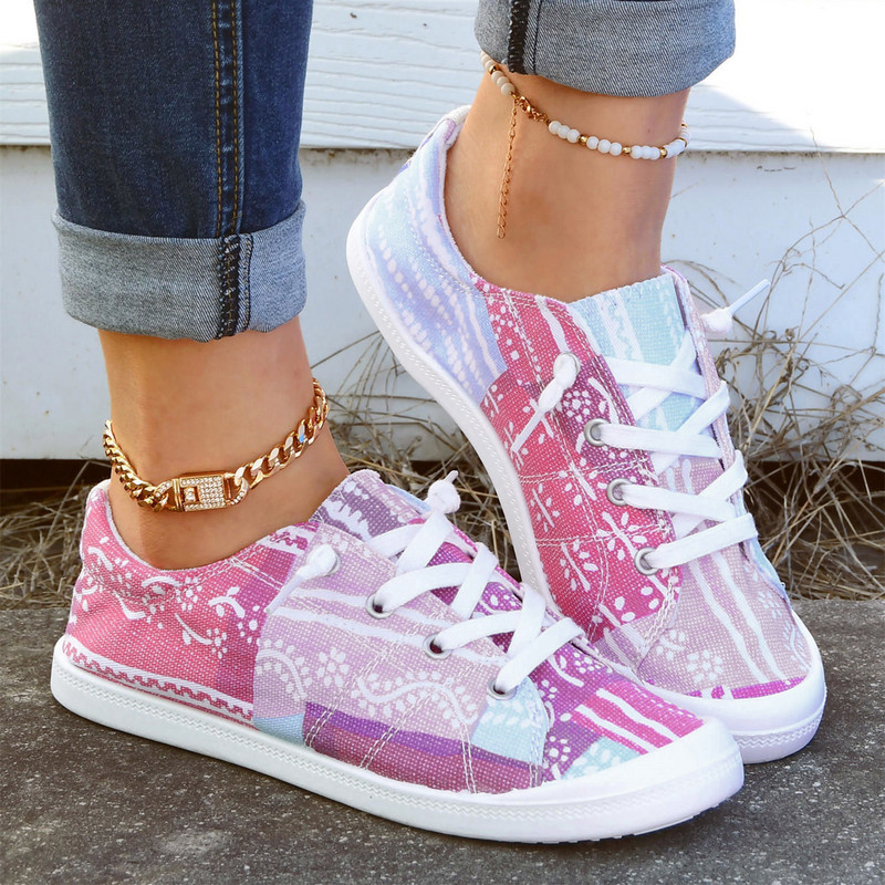 Γυναικεία πάνινα πάνινα πάνινα πλατφόρμας Casual άνετα, μαλακά βουλκανιζέ παπούτσια για άνοιξη και φθινόπωρο, γυναικεία παπούτσια τένις με λουλούδια