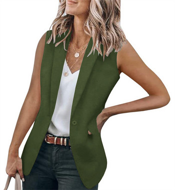 Simplicity Μονόχρωμο γιλέκο Φθινοπωρινό μπουφάν Γυναικείο Κομψό Αμάνικο Ένα Κουμπί Τάνκ Top Coats Fashion Street Μεγάλη Ζακέτα Y2K