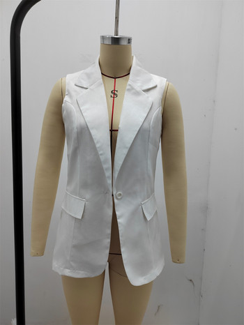Simplicity Μονόχρωμο γιλέκο Φθινοπωρινό μπουφάν Γυναικείο Κομψό Αμάνικο Ένα Κουμπί Τάνκ Top Coats Fashion Street Μεγάλη Ζακέτα Y2K