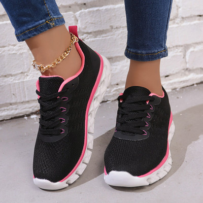 Hingavast võrgust naiste spordijalatsid 2023, õõnsad, paksu põhjaga vabaaja tossud, naiste libisemisvastased, vulkaniseeritud jalatsid, suur suurus 43