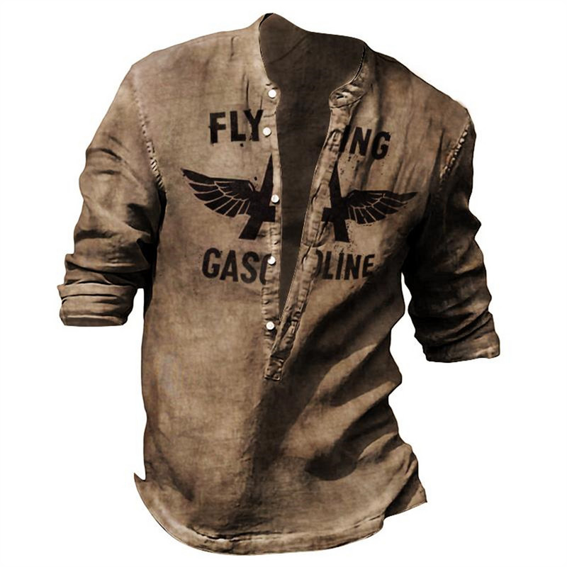 Meeste isikupära Hip Hop pikkade varrukatega V-kraega vintage T-särk, Meeste vabaaja 3D-digiprindiga T-särk.