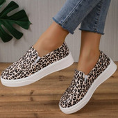 Naiste kingad 2023. aasta kevad- ja sügismood Naiste vulkaniseeritud kingad Leopardimustriga keskmise kontsaga ümmargune varvas Zapatillas De Mujer