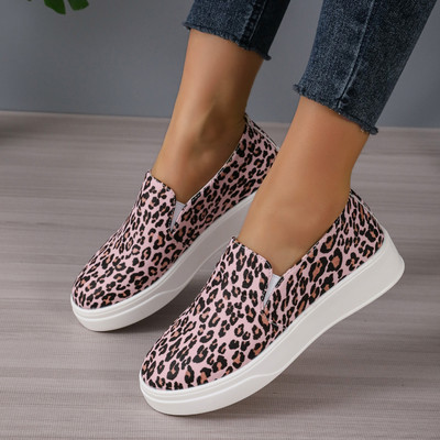 Naiste kingad 2023. aasta kevad- ja sügismood Naiste vulkaniseeritud kingad Leopardimustriga keskmise kontsaga ümmargune varvas Zapatillas De Mujer