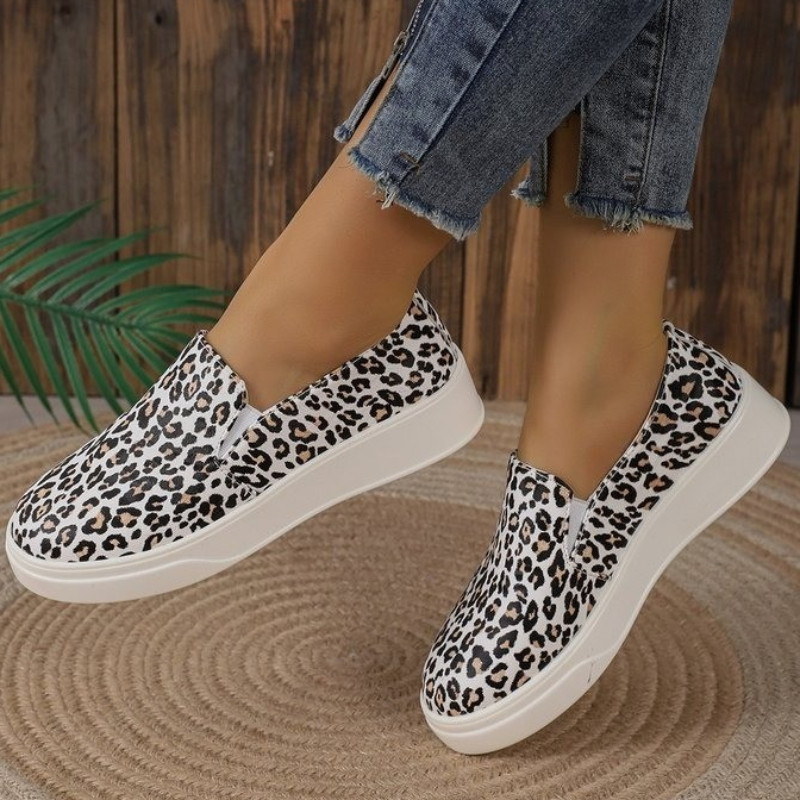 Naiste kingad 2023. aasta kevad- ja sügismood Naiste vulkaniseeritud kingad Leopardimustriga keskmise kontsaga ümmargune varvas Zapatillas De Mujer