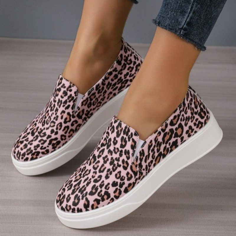 Naiste kingad 2023. aasta kevad- ja sügismood Naiste vulkaniseeritud kingad Leopardimustriga keskmise kontsaga ümmargune varvas Zapatillas De Mujer