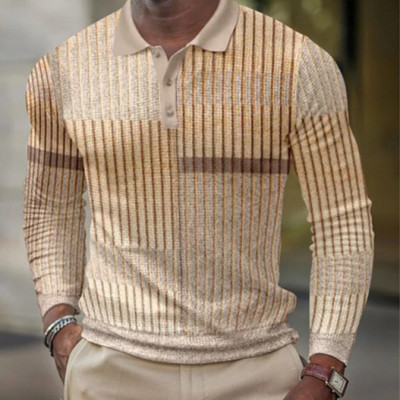 Pikkade varrukatega meeste värvi kontrastsus vabaaja trükitud polosärk, välitingimustes mugav ja värske Meeste lukuga kraega polosärk.