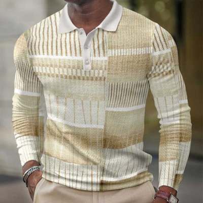 Pikkade varrukatega meeste värvi kontrastsus vabaaja trükitud polosärk, välitingimustes mugav ja värske Meeste lukuga kraega polosärk.