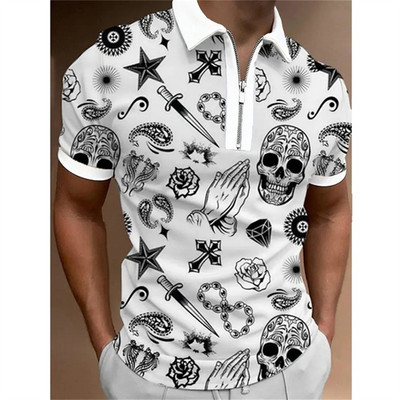 Suvised meeste riided polosärgid Tänava naiste näoprindiga vabaaja lühikeste varrukatega triiksärk Meeste tõmblukuga polotopid