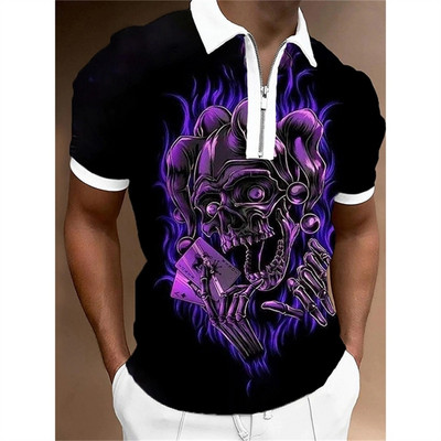 Suvised meeste riided polosärgid Tänava naiste näoprindiga vabaaja lühikeste varrukatega triiksärk Meeste tõmblukuga polotopid