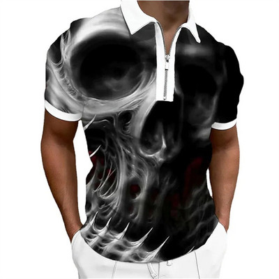 Suvised meeste riided polosärgid Tänava naiste näoprindiga vabaaja lühikeste varrukatega triiksärk Meeste tõmblukuga polotopid