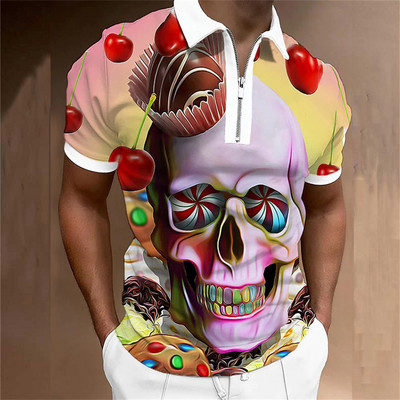 Suvised meeste riided polosärgid Tänava naiste näoprindiga vabaaja lühikeste varrukatega triiksärk Meeste tõmblukuga polotopid