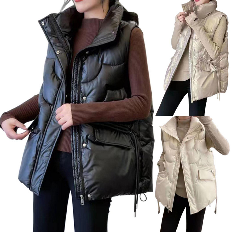 Γυναικείο λούσιμο Bright Face Down Βαμβακερό γιλέκο Γυναικείο κοντό ριχτό γιακά γιλέκο χειμωνιάτικο πανωφόρι γιλέκο παλτό