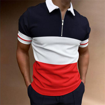 2023 Νέο ασορτί χρώματος Casual Zipper Boys με κοντό μανίκι Slim Leisure Printing Polo